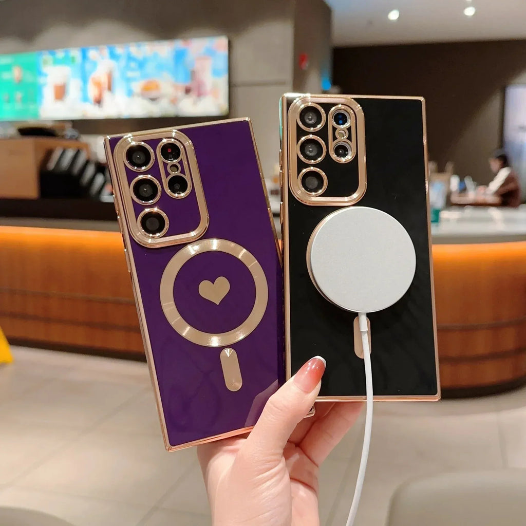Brushed Magnetic Suction Electroplating Wireless Charger iPhone Cover - Viexta