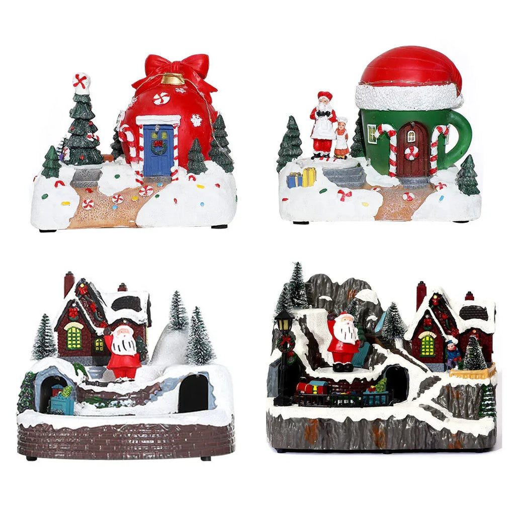 Christmas Rotating Resin Luminous Music Box Ornaments - Viexta