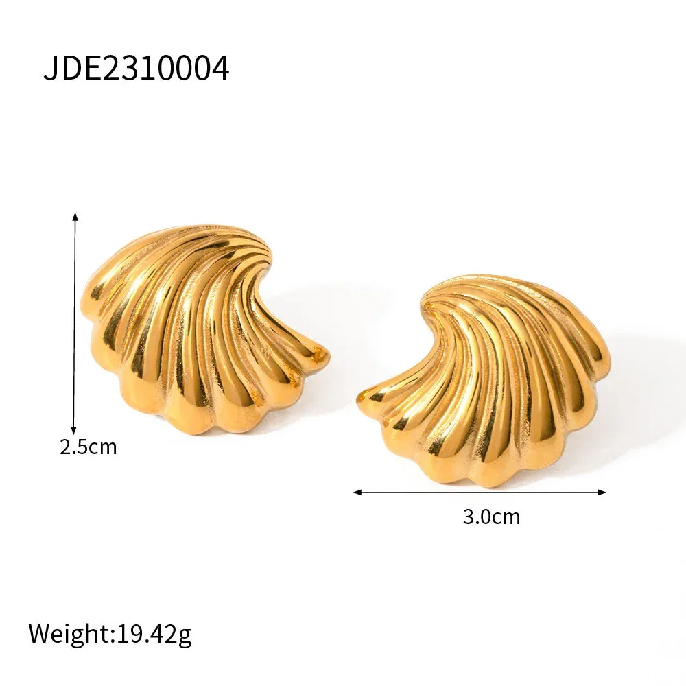 18K Gold Stainless Steel Shell Earrings - Viexta