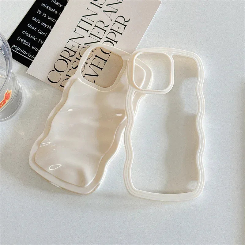 Big Wave Cream Pleated Drop-resistant iPhone Case - Viexta