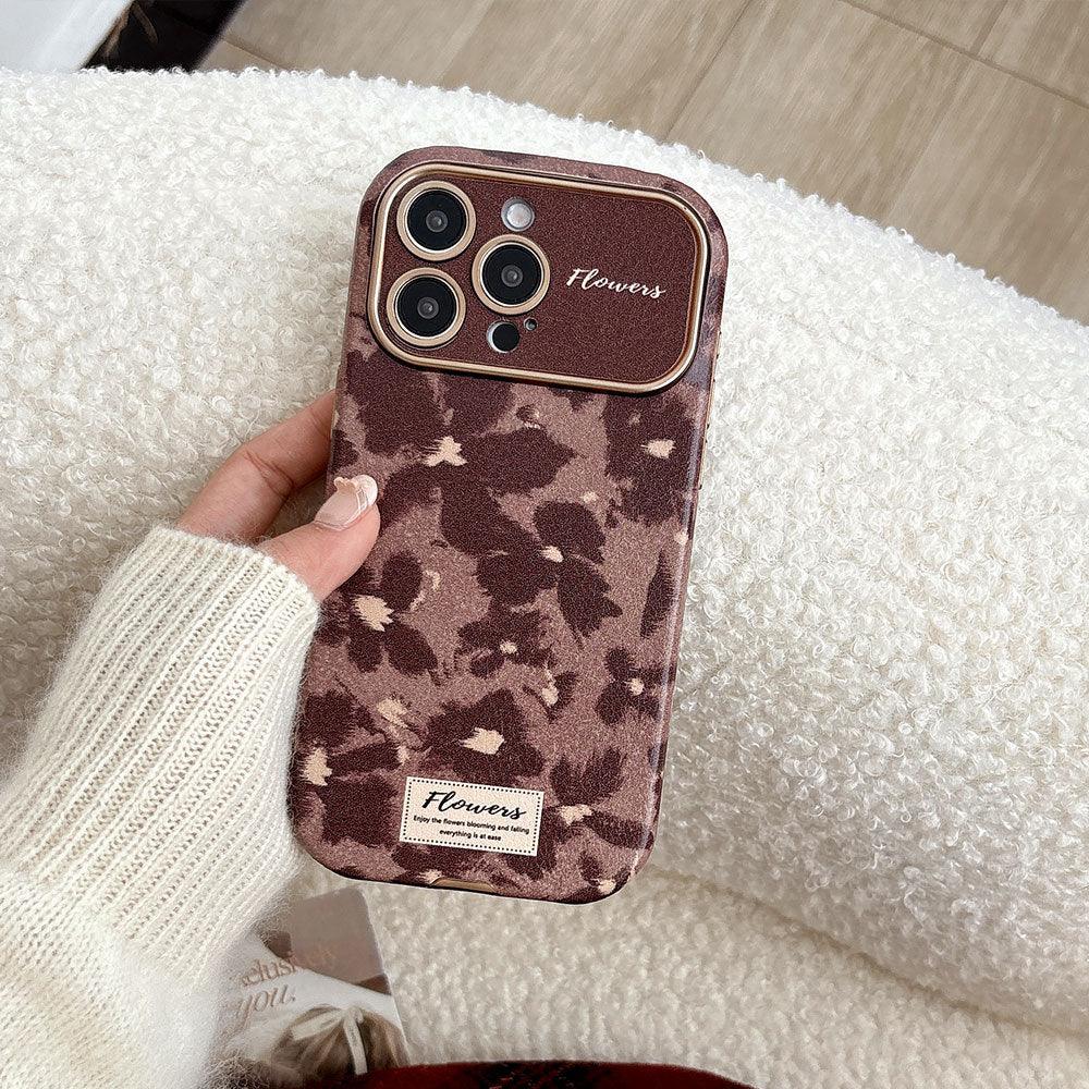 Brown And Floral Shatter-Resistant iPhone Case