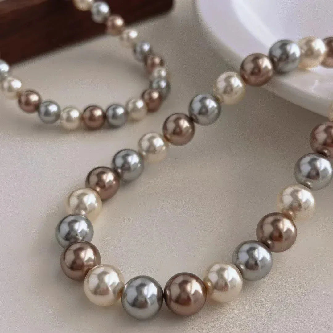 Round Pearl Coffee Necklace - Viexta