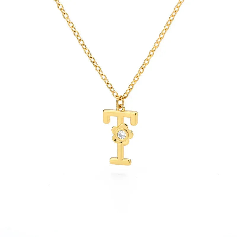 Rose English Alphabet Pendant Necklace - Viexta