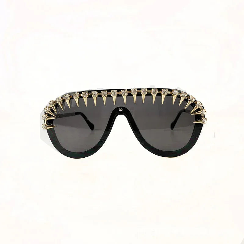 Steam Punk Diamond Oversized Sunglasses For Women Luxury - Viexta