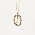 Colored Rhinestone Alphabet Necklace - Viexta