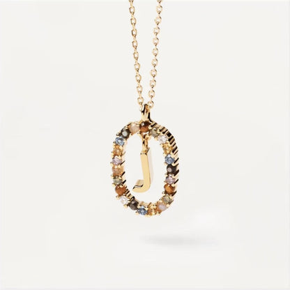 Colored Rhinestone Alphabet Necklace