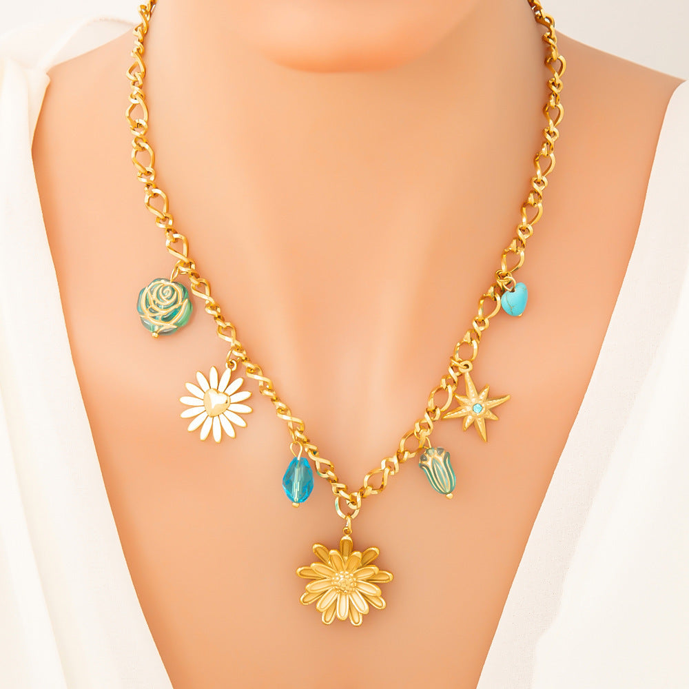 Double-layer Twin Titanium Steel Pendant Clavicle Chain