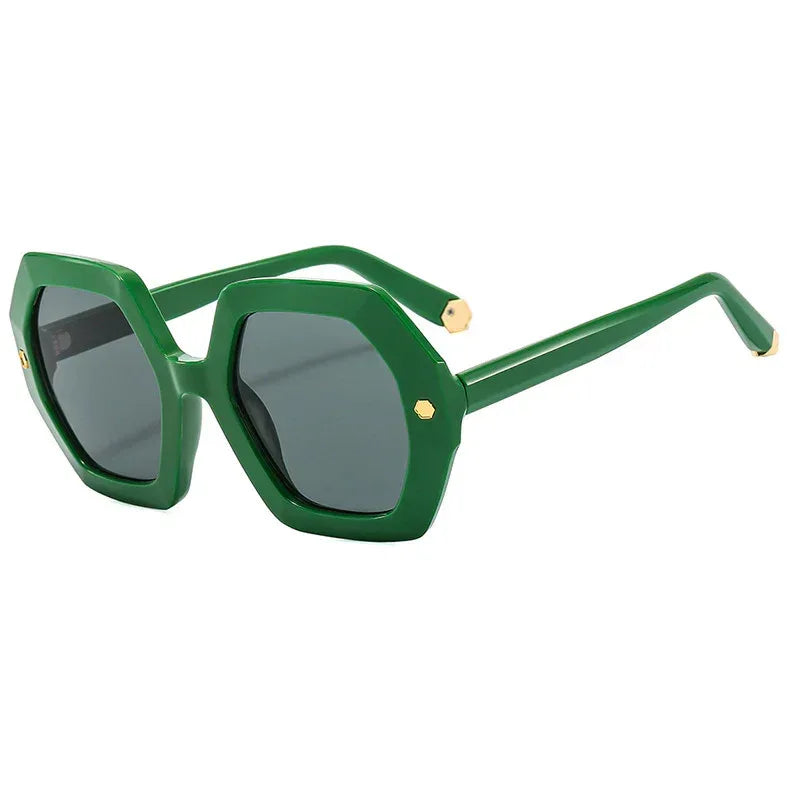 Irregular Personality Hexagonal Rivet Sunglasses - Viexta