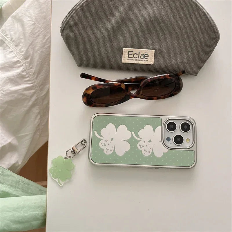 Korean Summer Lucky Four-leaf Clover iPhone Case - Viexta
