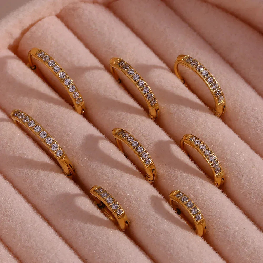 Rounded Edge Zircon Earrings - Viexta