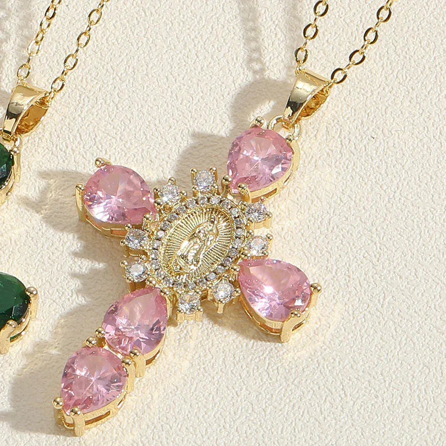 Cross Jesus Portrait Pendant Necklace - Viexta