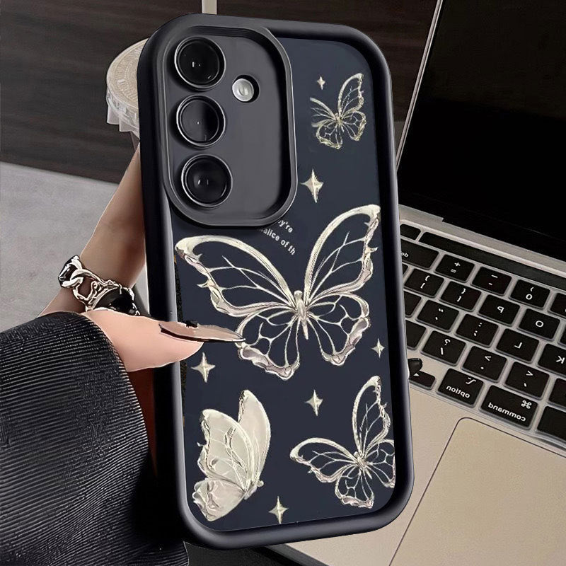 Silver Butterfly Drop-resistant Samsung Phone Case