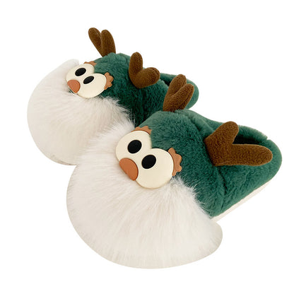 Cute Cartoon Christmas Deer Plush Shoes