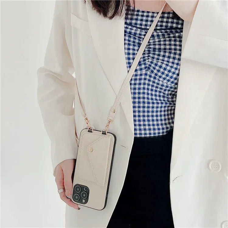 litchi-pattern-card-holder-iphone-case - Viexta