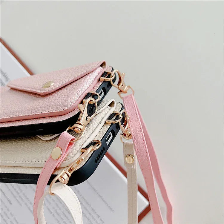 litchi-pattern-card-holder-iphone-case - Viexta