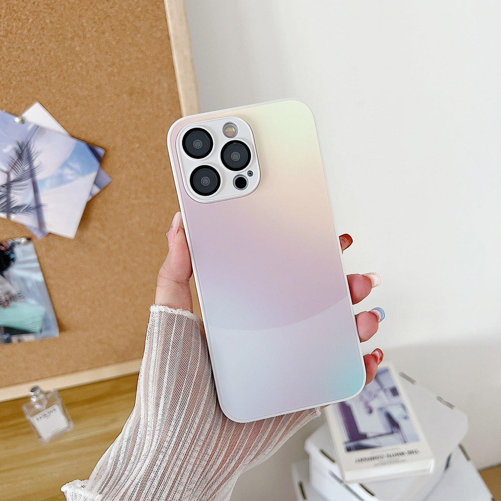 matte-metallic-paint-gradient-glass-iphone-case - Viexta