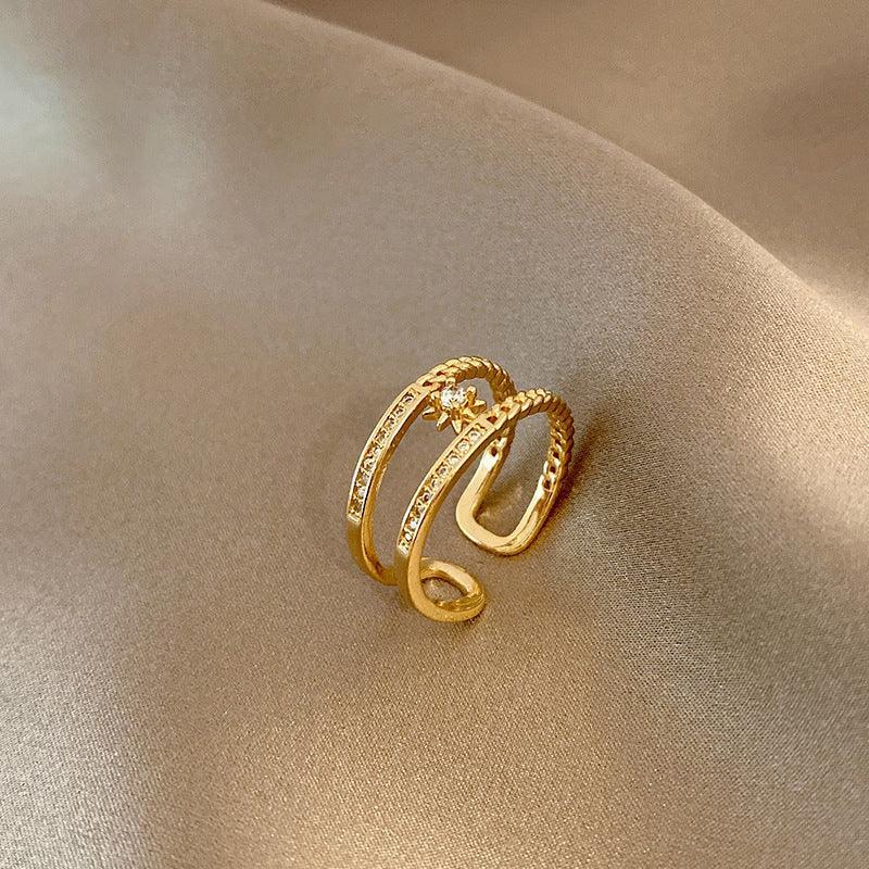 Ins Layered Zircon Forefinger Ring - Viexta