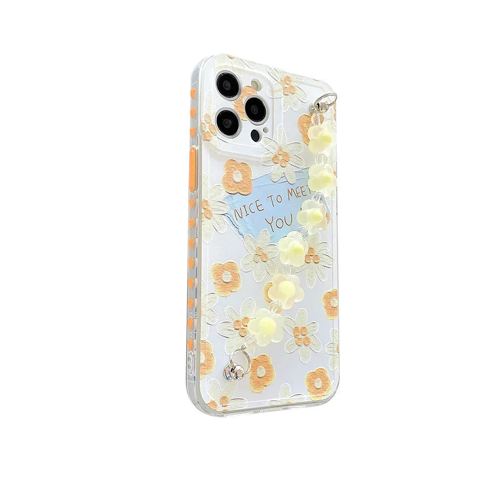 Small Yellow Flower Chain iPhone Case - Viexta