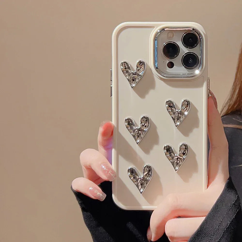 Pleated Metallic Heart iPhone Shell - Viexta