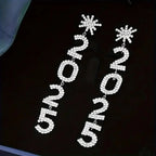 Rhinestone Snowflake Long Pendant Earrings - Viexta