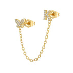 Women's Zircon Butterfly Alphabet One Piece Stud Earrings - Viexta