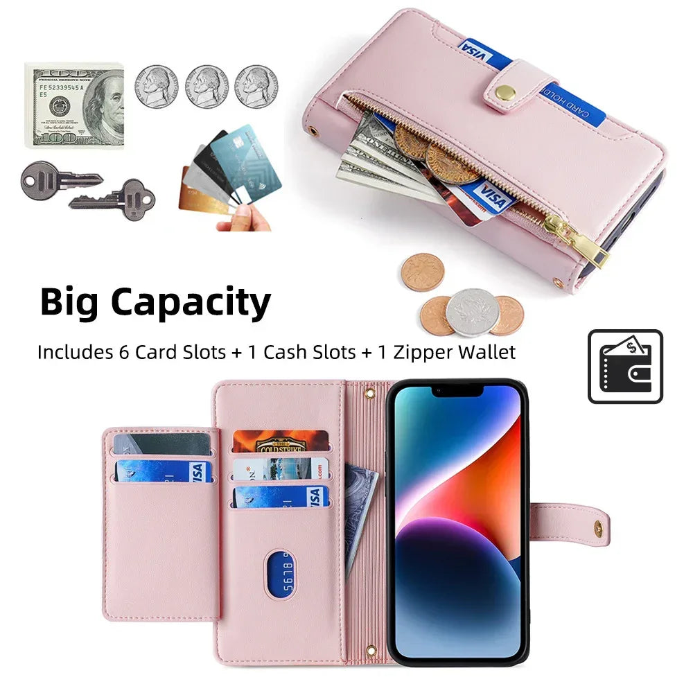 Flip Cross-body Lanyard Xr Multi-function Leather Case for Samsung,IPhone,Sony - Viexta