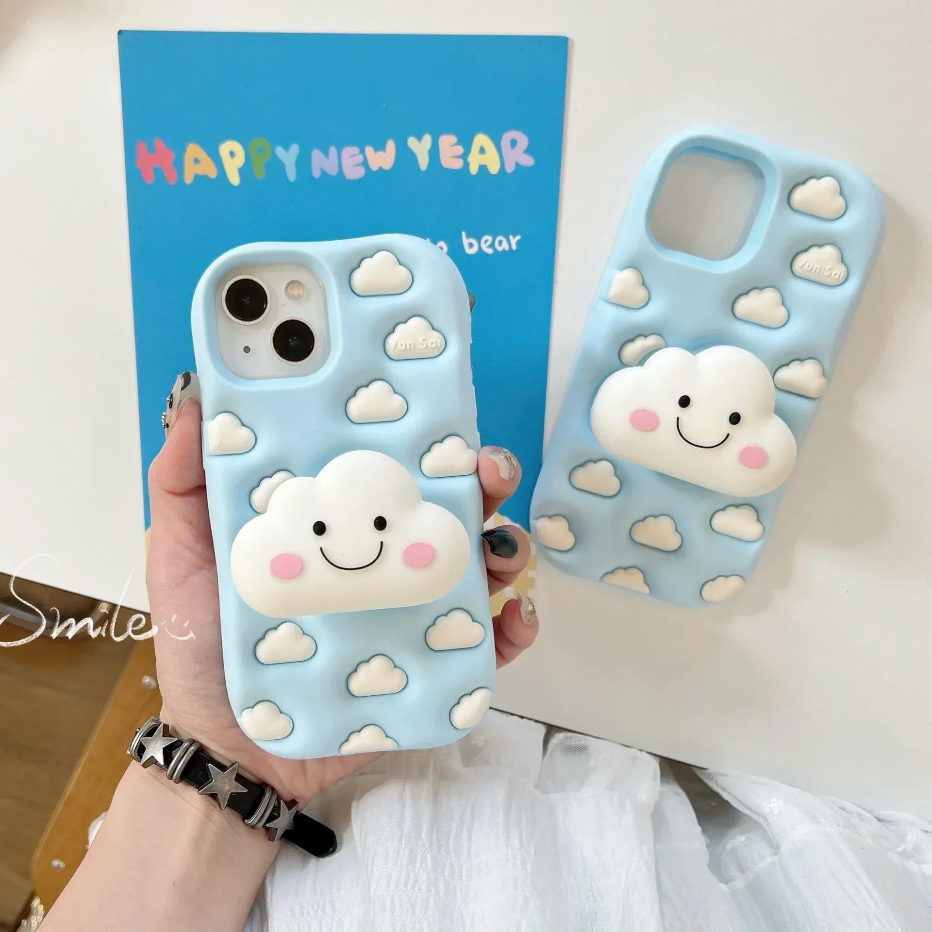 Cute 3D Cartoon Silicone iPhone Case With Cloud Design - Viexta