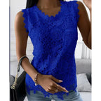 Flowers Lace Women Summer Tops - Viexta