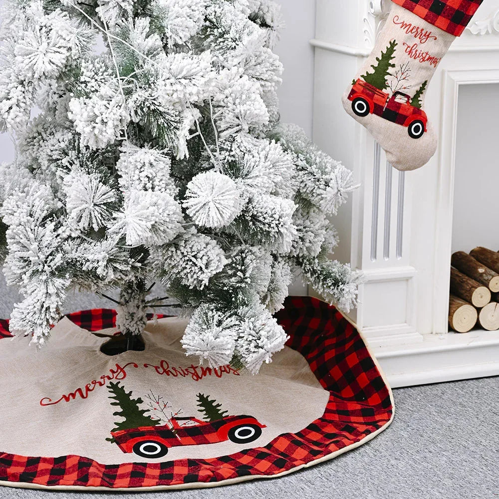 linen-tree-skirt-car-christmas-tree-120cm-christmas-decoration-tree - Viexta