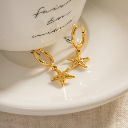 18K Stainless Steel Starfish Earrings