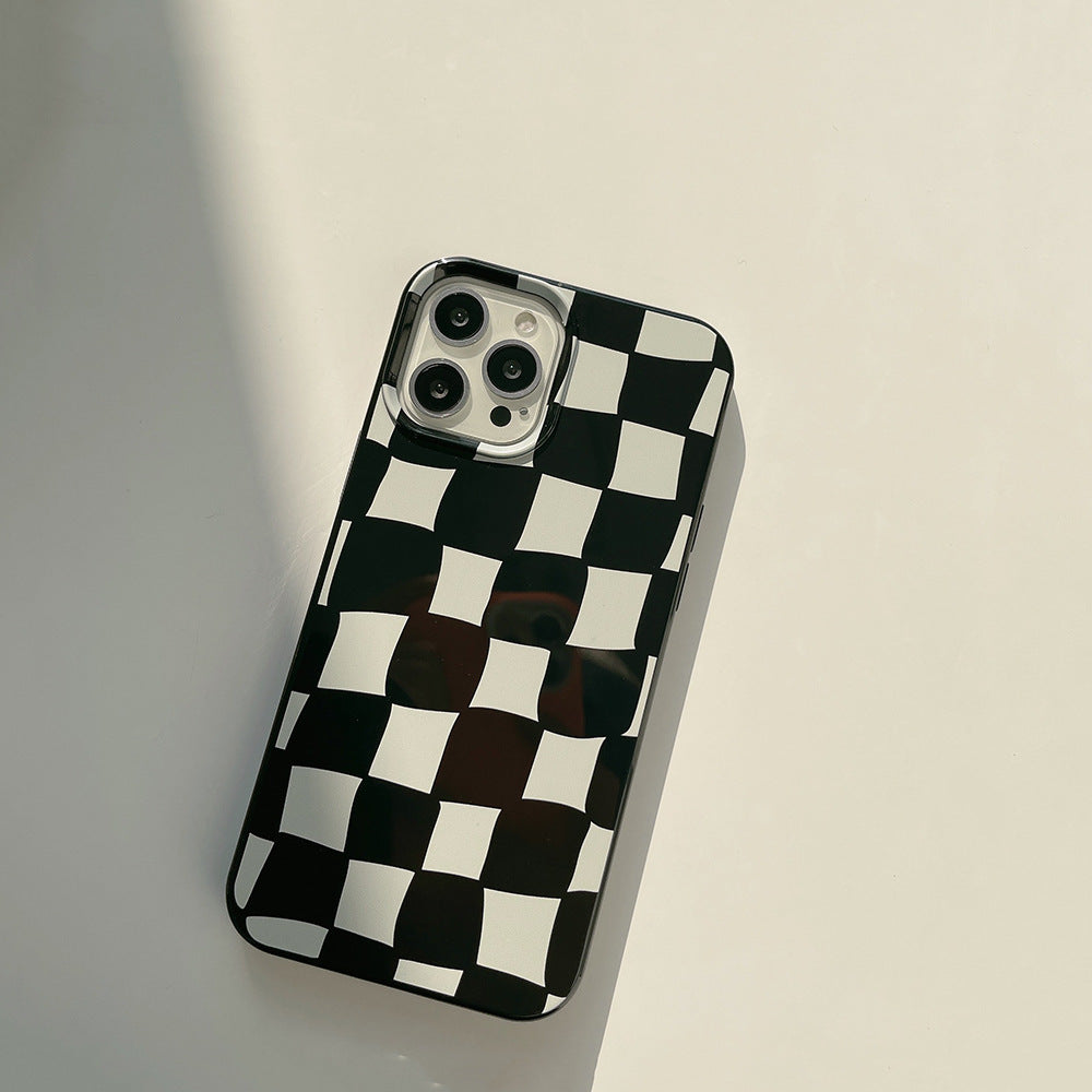 Silicone Thickened Plaid iPhone Case