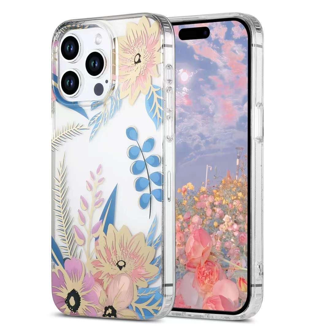 Gold-stamped Floral iPhone Case With Double-sided Lamination - Viexta