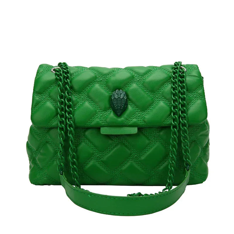 Plaid Embossed Chain Bag - Viexta