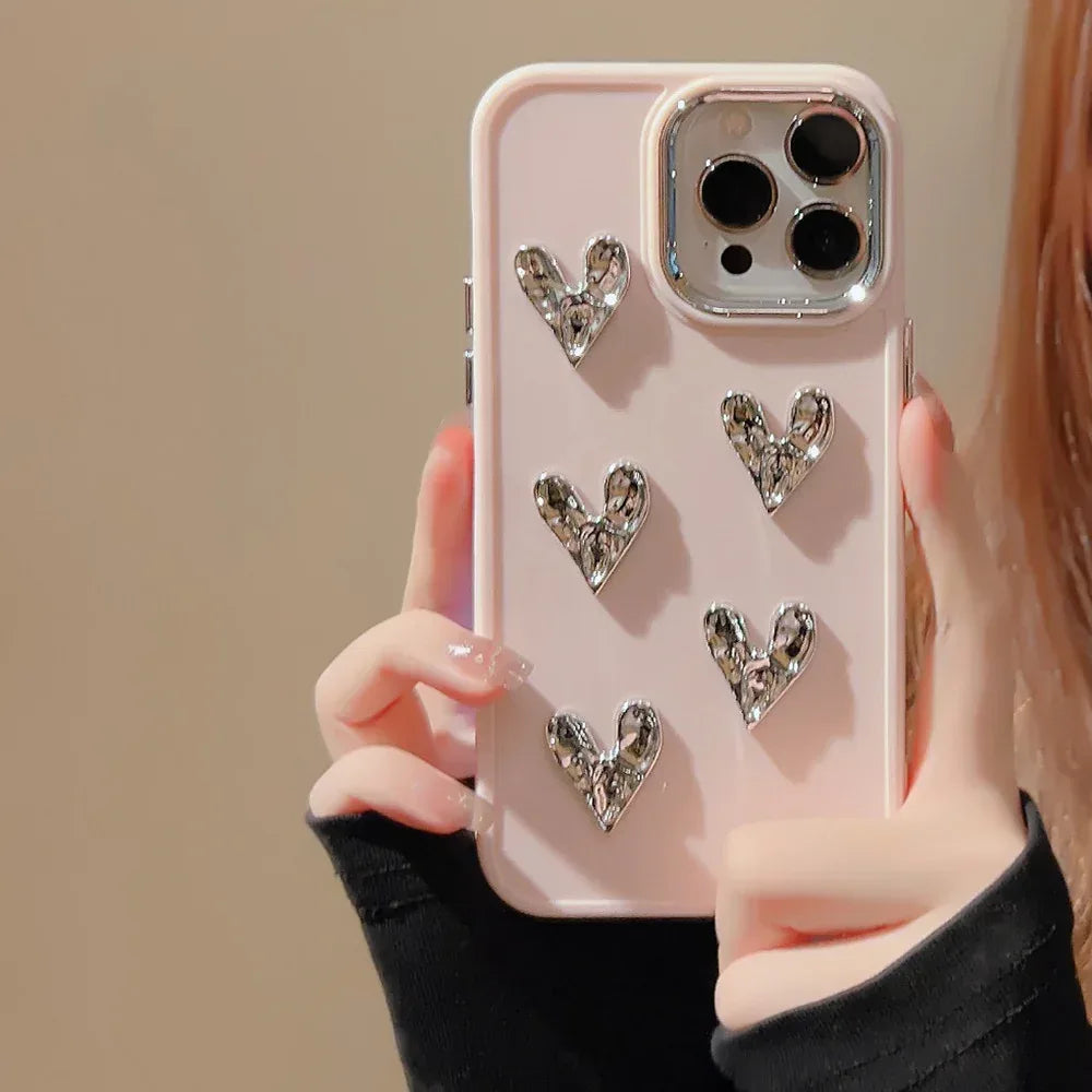 Pleated Metallic Heart iPhone Shell - Viexta