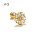 18k Pastoral Retro Two-tone Flower Stud - Viexta