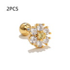 18k Pastoral Retro Two-tone Flower Stud