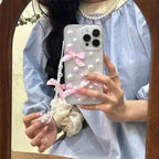 Niche Three-dimensional Pearl Bow iPhone Case with Charm - Viexta