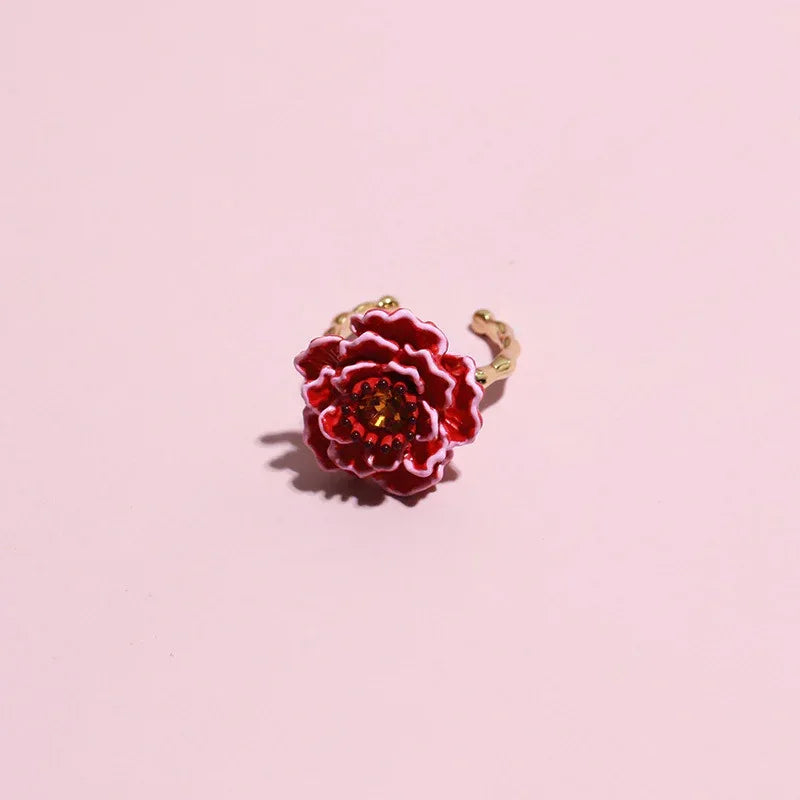 Grape Manor Peach Blossom Enamel Ring - Viexta