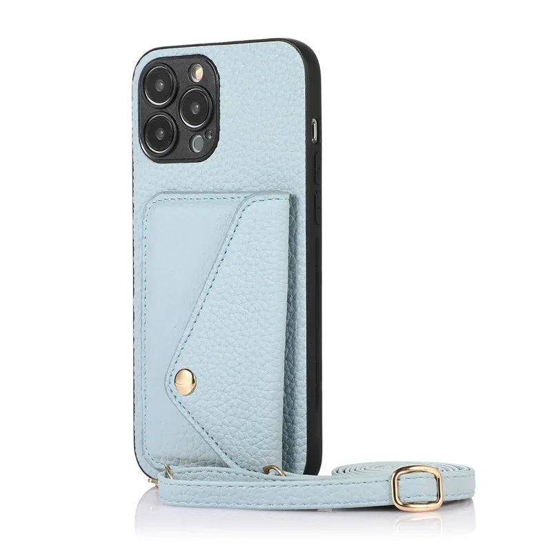 Solid Color Litchi Coin Purse iPhone Case - Viexta