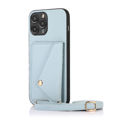 Solid Color Litchi Coin Purse iPhone Case