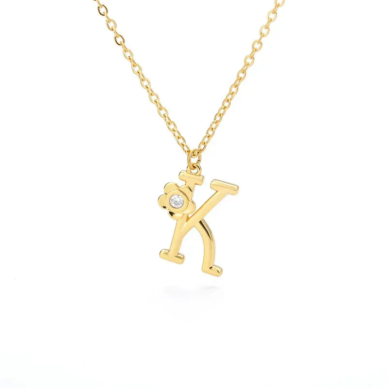 Rose English Alphabet Pendant Necklace - Viexta