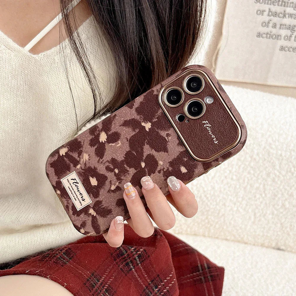 Brown And Floral Shatter-Resistant iPhone Case