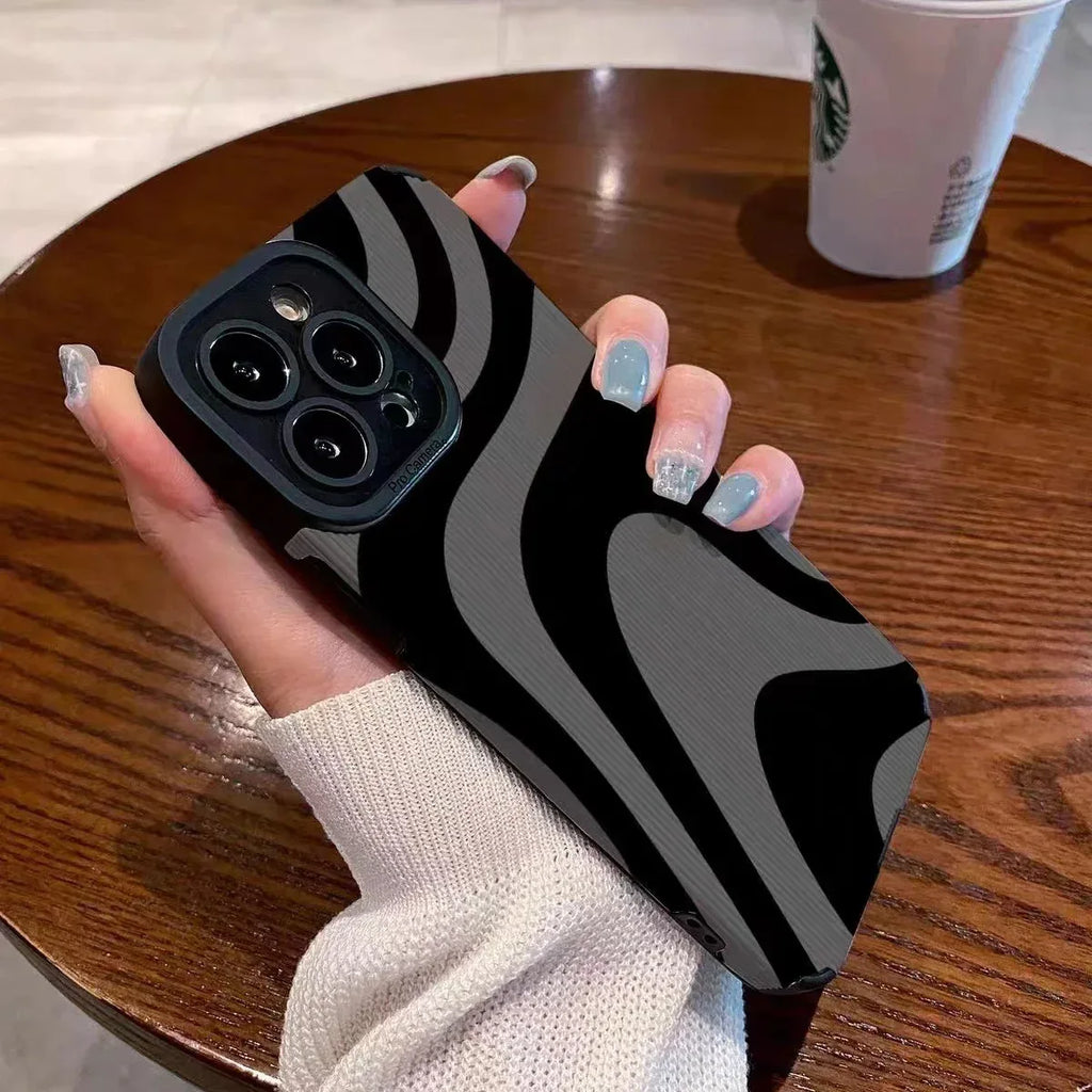 Dark Zebra Pattern Drop-resistant Silicone iPhone Case - Viexta