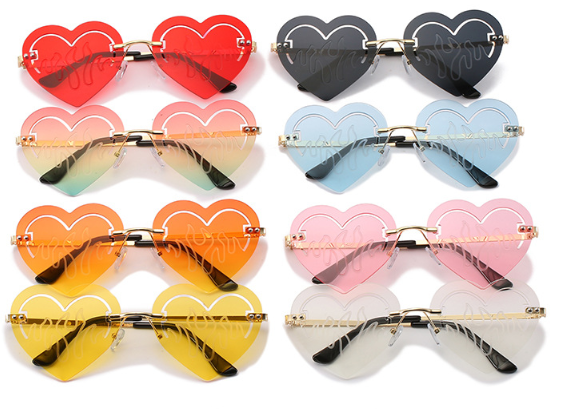 Fashion Rimless Heart Sunglasses