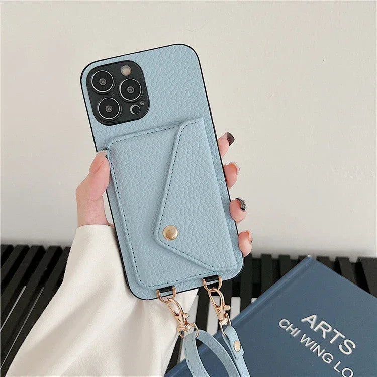 litchi-pattern-card-holder-iphone-case - Viexta