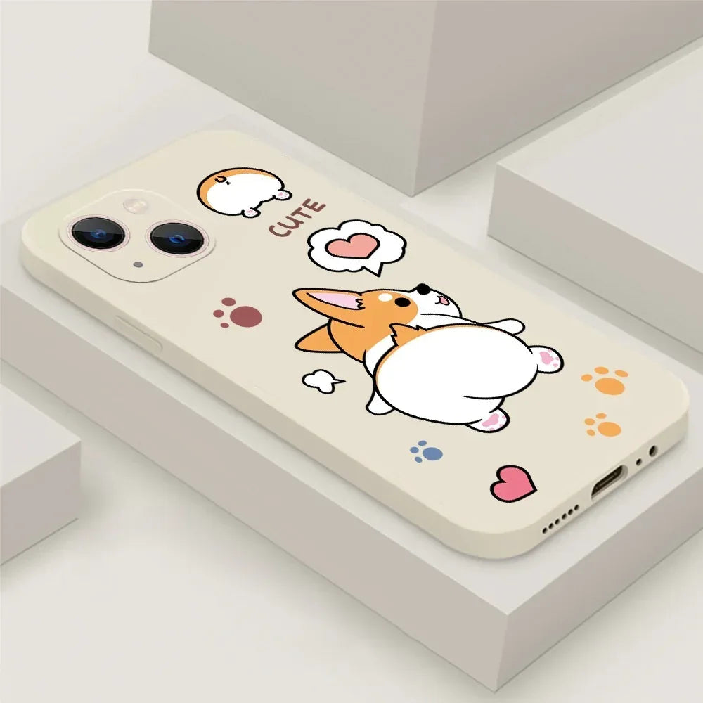 Corgi Cartoon Silicone Soft Cover iPhone Case - Viexta