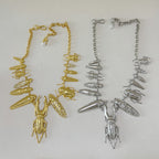 Exaggerated Hammered Texture Sparkling Rhinestone Insect Choker Necklace