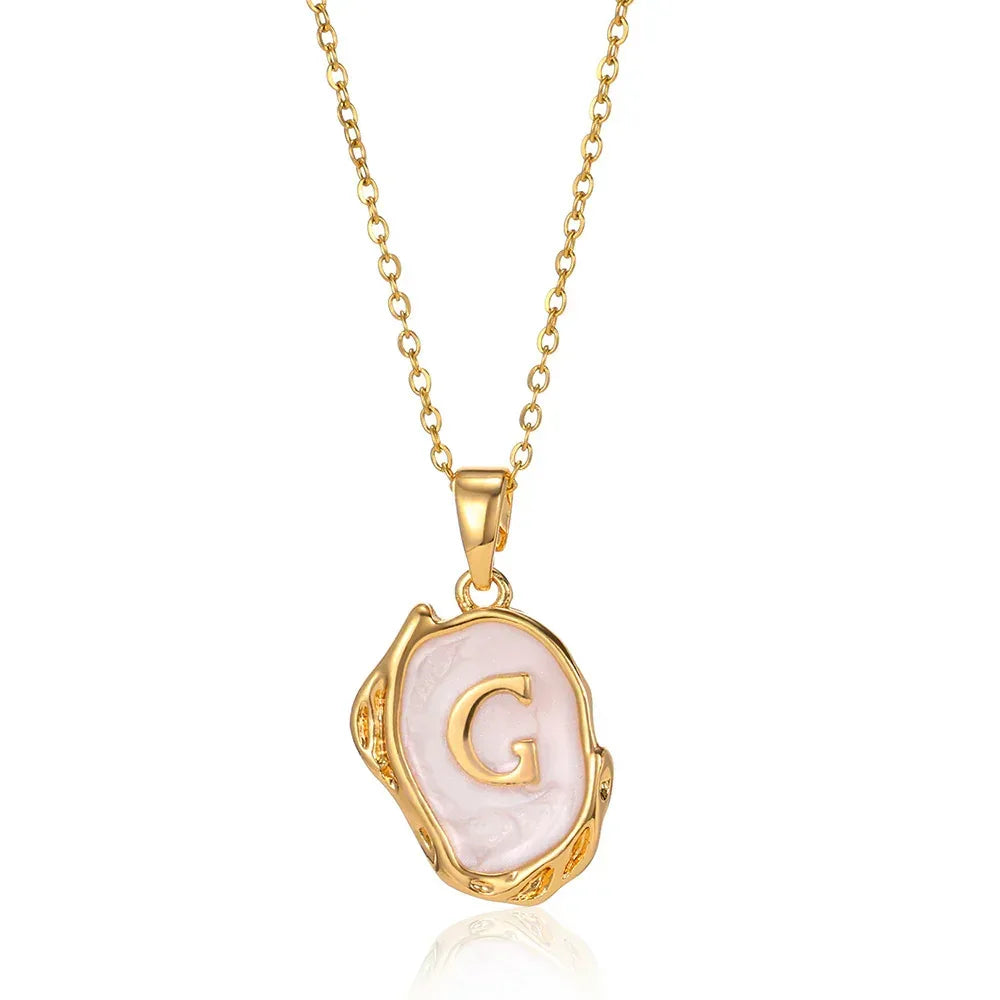 Simple 26 Letters Drop Oil Three-dimensional Necklace - Viexta