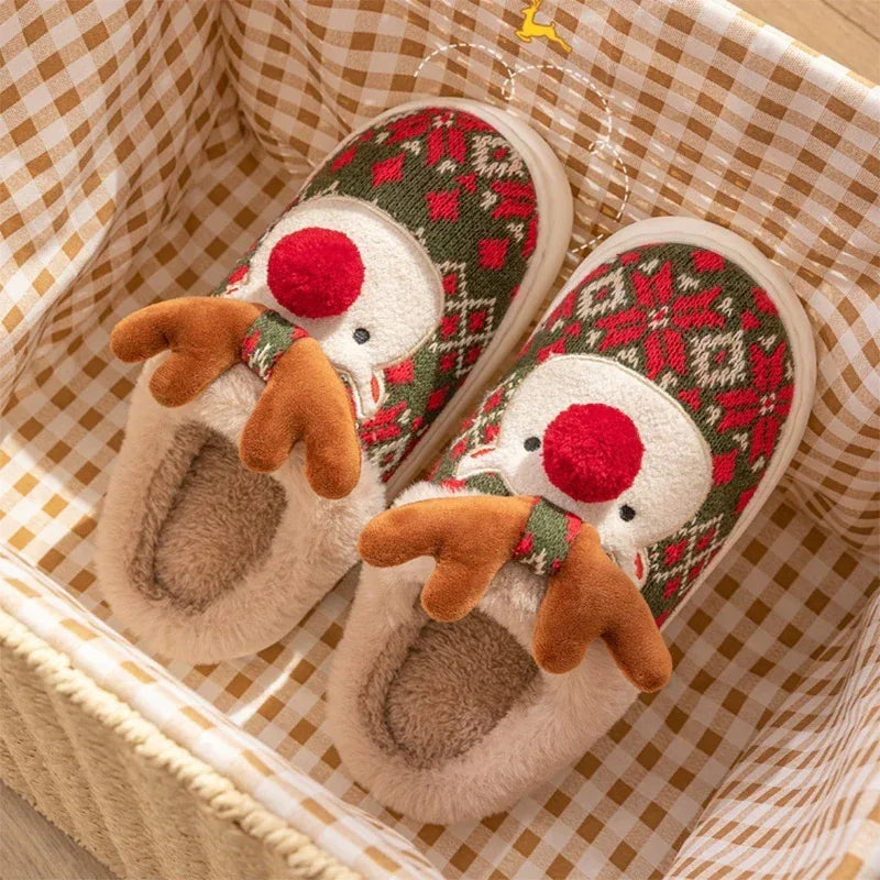 Christmas Elk Plush Slippers - Viexta