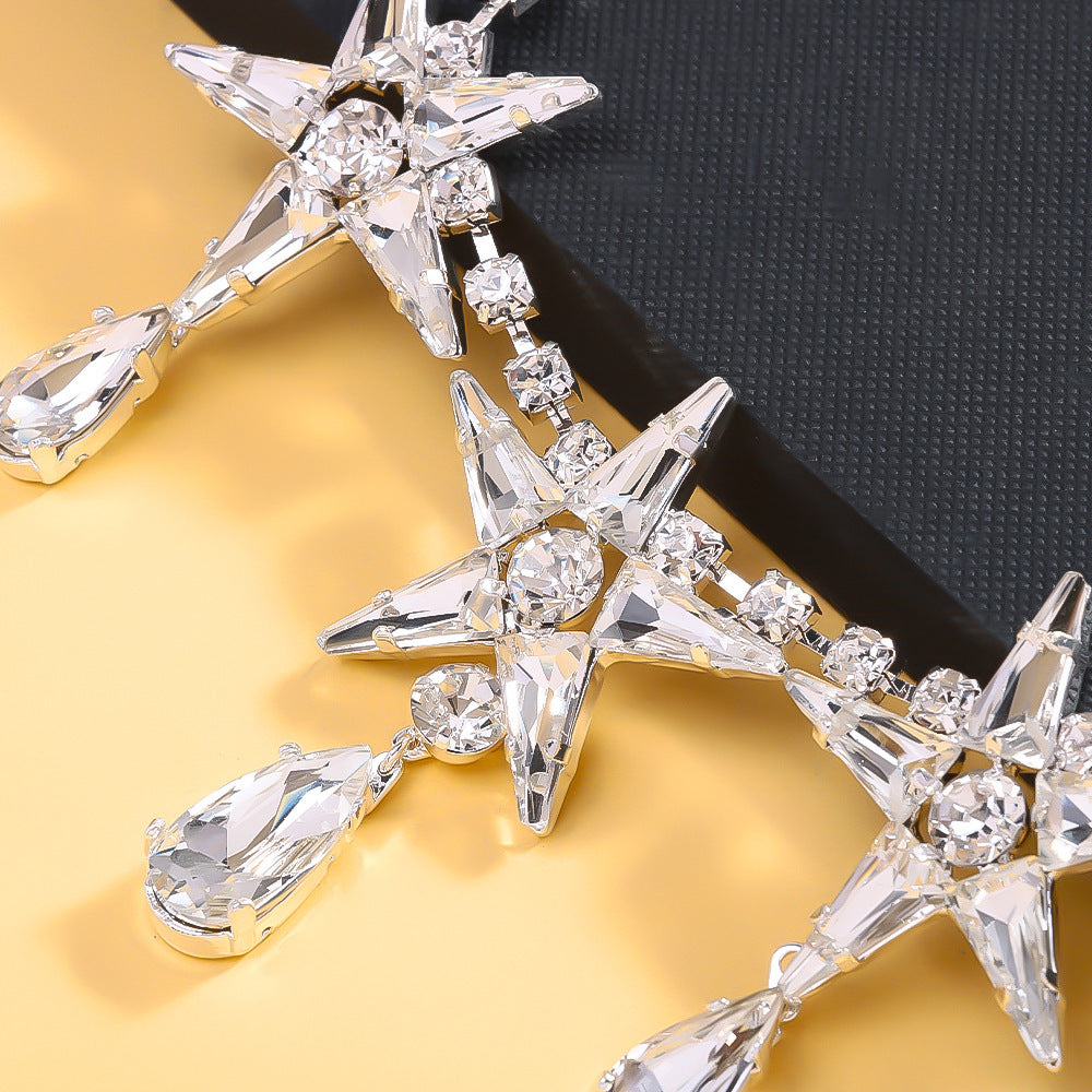 Banquet Double-layer Five-pointed Star Necklace Earrings